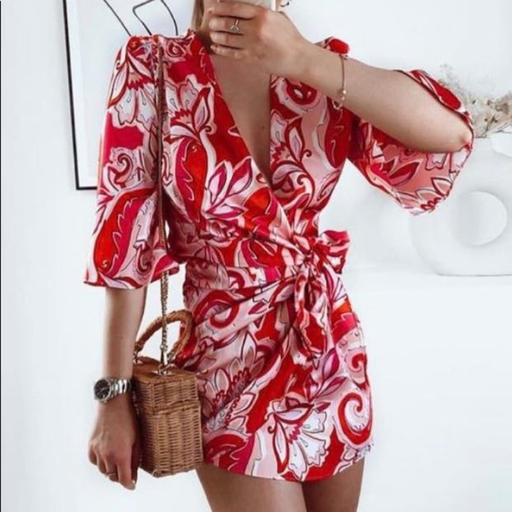 NWT ZARA PRINTED MINI DRESS XS